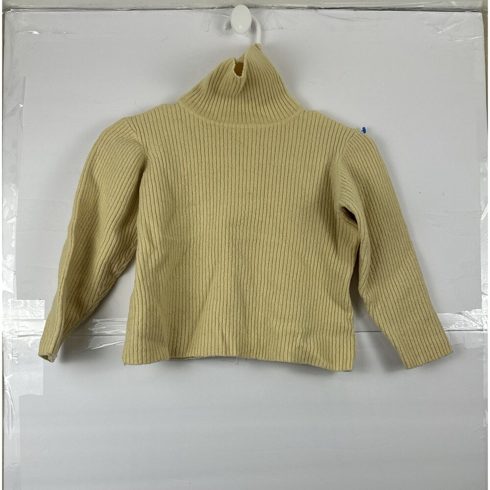 Brooks Brothers 100% Merino Wool Turtleneck Sweater Size M Yellow Ribbed